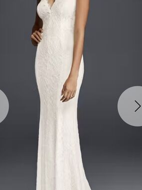 David's Bridal Ivory Lace Sheath Wedding Dress